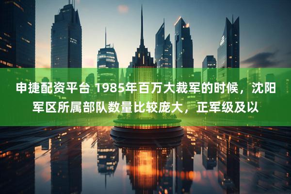 申捷配资平台 1985年百万大裁军的时候,沈阳军区所属部队数量比较庞大,正军级及以